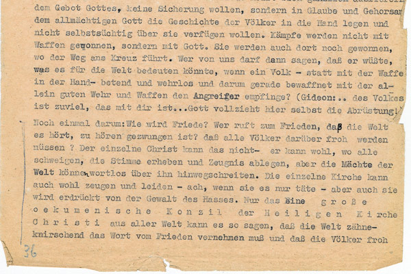 Redemanuskript, Jugendkonferenz des kumenischen Weltbundes 1934
