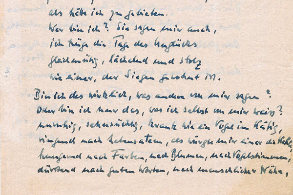 Gedicht 'Wer bin ich', Juli 1944